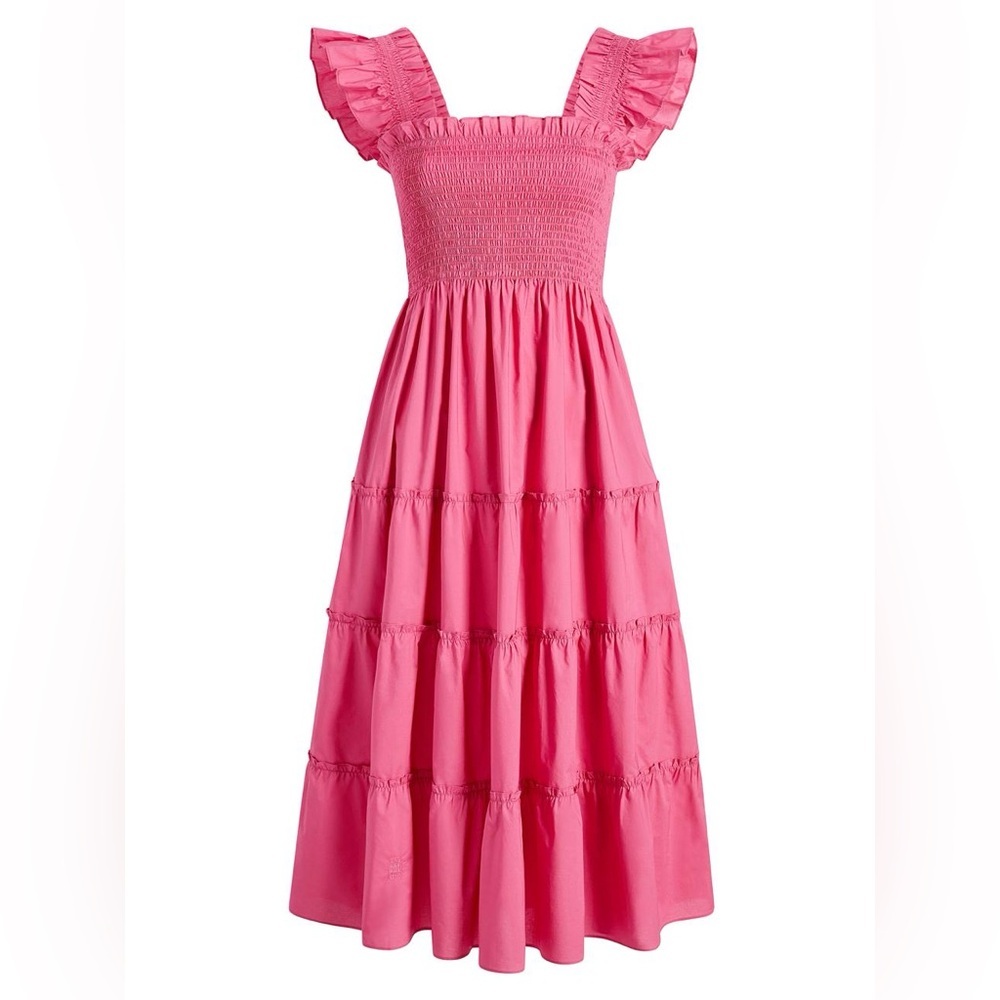 Hill House Pink Spring Transition to Summer Midi Coastal Casual ResortWear Dress